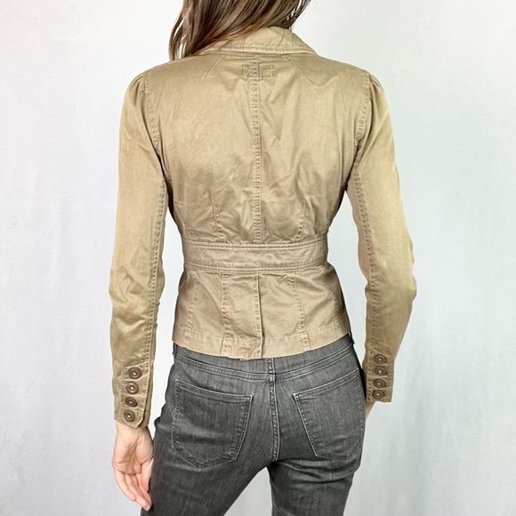 ZINC | 🤎 Light Brown Faded worn V-Nexk Blazer Style Lightweight Jacket Top - Picture 4 of 9